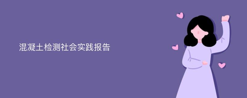 混凝土检测社会实践报告