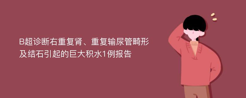 B超诊断右重复肾、重复输尿管畸形及结石引起的巨大积水1例报告