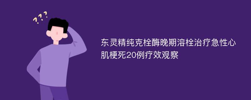 东灵精纯克栓酶晚期溶栓治疗急性心肌梗死20例疗效观察